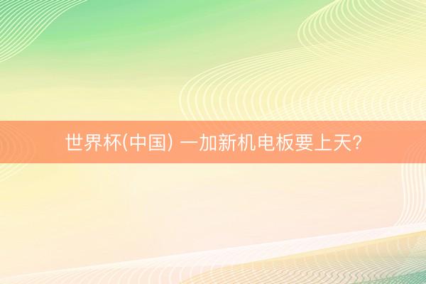 世界杯(中国) 一加新机电板要上天?