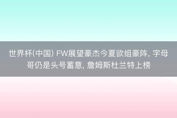 世界杯(中国) FW展望豪杰今夏欲组豪阵， 字母哥仍是头号蓄意， 詹姆斯杜兰特上榜