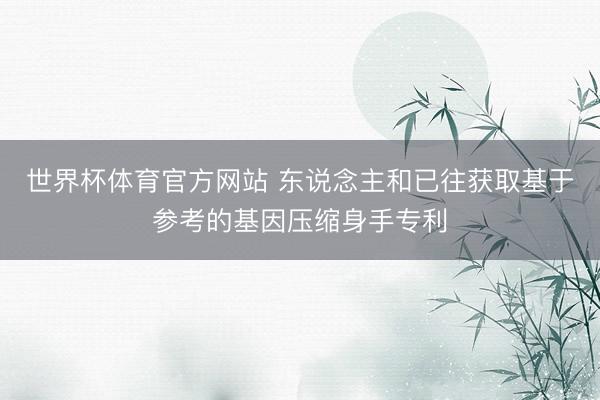 世界杯体育官方网站 东说念主和已往获取基于参考的基因压缩身手专利