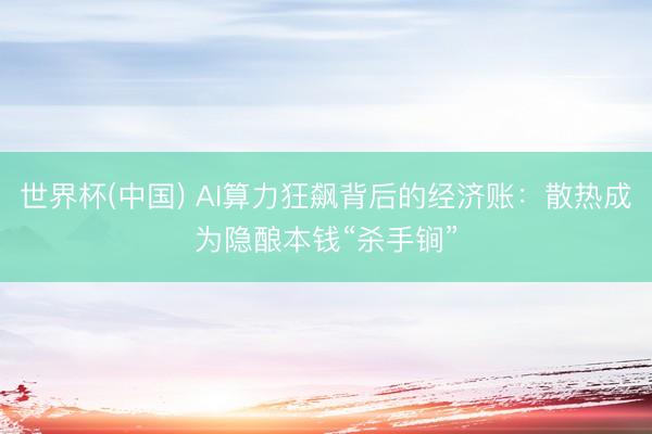 世界杯(中国) AI算力狂飙背后的经济账：散热成为隐酿本钱“杀手锏”