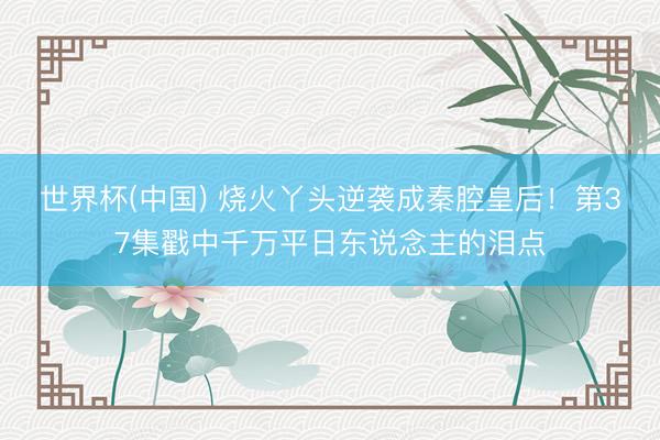 世界杯(中国) 烧火丫头逆袭成秦腔皇后！第37集戳中千万平日东说念主的泪点