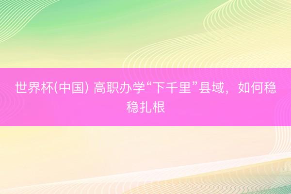 世界杯(中国) 高职办学“下千里”县域，如何稳稳扎根