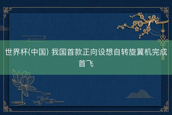 世界杯(中国) 我国首款正向设想自转旋翼机完成首飞