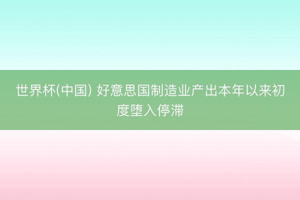 世界杯(中国) 好意思国制造业产出本年以来初度堕入停滞