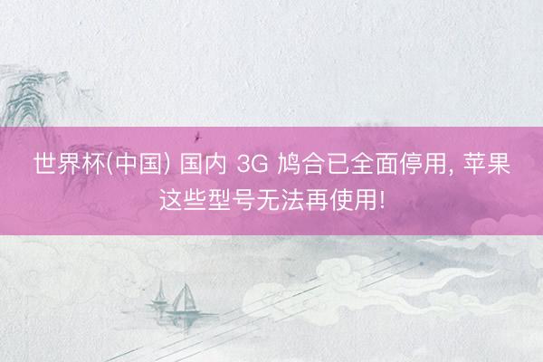 世界杯(中国) 国内 3G 鸠合已全面停用， 苹果这些型号无法再使用!
